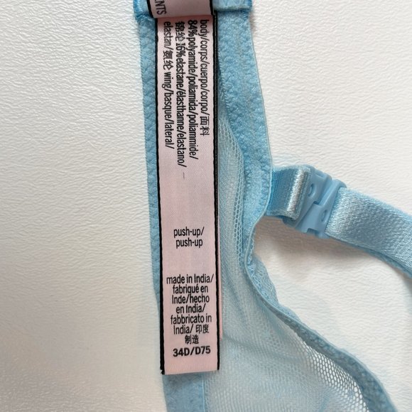 NWOT Victoria's Secret Bra 34D Push-Up Blue White Lace - Picture 7 of 7